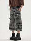 Heavy-duty Multi-pocket Utility Denim Shorts