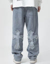 Y2K Baggy Gotik Baskılı Jean Pantolon, kombin görünüm — Navra Wear
