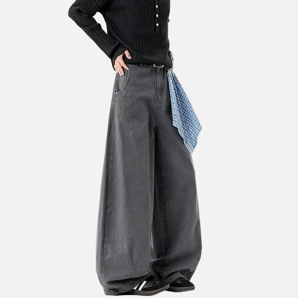 Western Style Scarf Square Bell Leg Denim alternatif görünüm