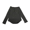 Women Urban-Edge Washed-Out Line-Pattern Slash Neck Raw-Edge T-Shirt