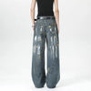 Graphic Color Printed Sleek Faded Denim