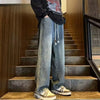 Düz Kesim Çizgili Jean Pantolon, stil görünüm — Navra Wear