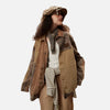 Contrast Stitch Mocha Denim Jacket
