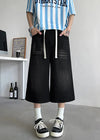 Comfortable Elastic Drawstring Waist Denim Shorts