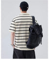 Artistic Stripe Sport-Collar Short Sleeve T-Shirt