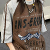 Cotton Print Letter Raglan Contrast Women T-Shirt
