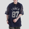 Nostalgia Stars-Spangled Style Mesh Hollow Letter T-Shirt
