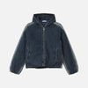 Bold Gradient Warm Hooded Denim Jacket