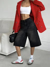 Metro Low Waist Wide Leg Denim Shorts