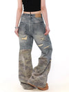 Heritage Rinse Blue Torn Relaxed Denim