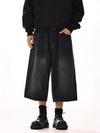 Men Black Wide Leg Cleanfit Denim Shorts