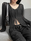 Turn-Of-Era Lace-Up Knit Top