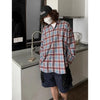 Refined Plaid Drape Long Sleeve Shirt