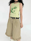 Sleek Mosaic Wide Leg Denim Shorts