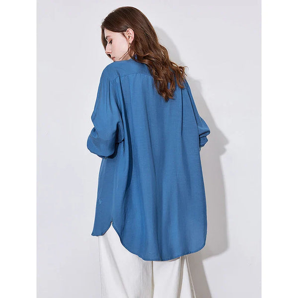 Navy French Style Elegant Blouse alternatif görünüm