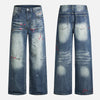 Classic Botanical Stitched Bell Leg Denim