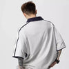 Letter Print Quilted Revival Trend Sport-Collar T-Shirt