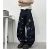 Baggy Mozaik Desenli Jean Pantolon, yakın çekim — Navra Wear