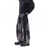 2000s Sleek Dark Black Batik Wide Denim
