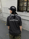 Current Multi-Stripe Letter Print V-Neck Sport T-Shirt