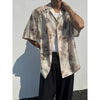 Grid Print Half-Sleeve Oversize Top