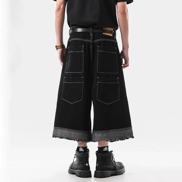 Heritage Rinse Raw Edge Cropped Denim Shorts alternatif görünüm