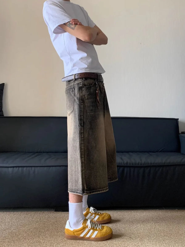 Heritage Rinse Wrinkle Denim Shorts alternatif görünüm