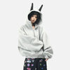 Gotik Baskılı Oversize Sweatshirt, yakın çekim — Navra Wear