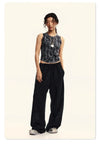 Yıkanmış Crop Top, kombin görünüm — Navra Wear