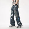 Baggy Grafiti Baskılı Jean Pantolon, yakın çekim — Navra Wear