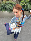Blue Plaid Visual Long Sleeve T-Shirt