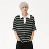 Line-Pattern Weekend Button Down T-Shirt