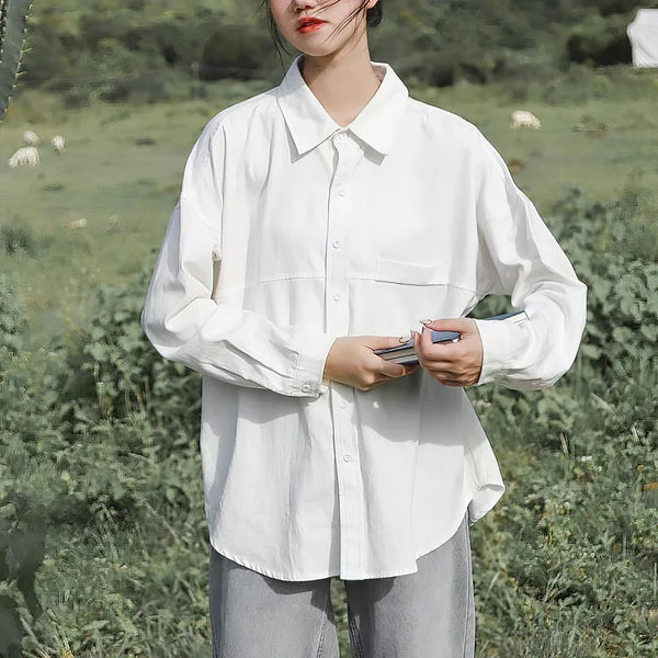 White K-Style Oversized Womens Top
