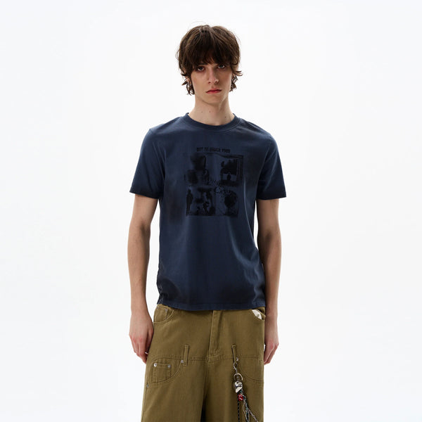 Plush Back-In-Time Red Short Sleeve Retro-Faded T-Shirt alternatif görünüm