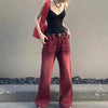 Wine Red Classic European Style Denim