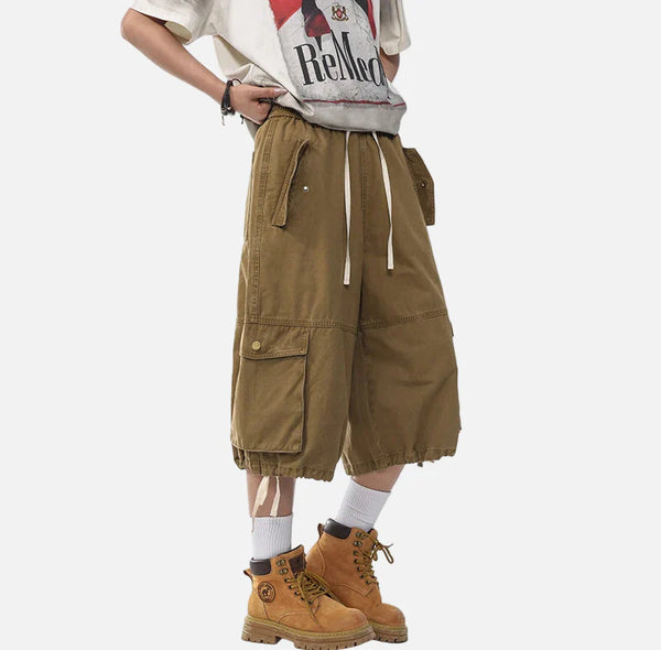 Metro Easy Cut Utility Wide Leg Denim Shorts alternatif görünüm