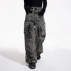 2000s Dark Japanese Style Bell Leg Utility Denim