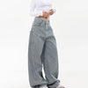 2000s Striped Curved Knife Bell Leg Utility Denim