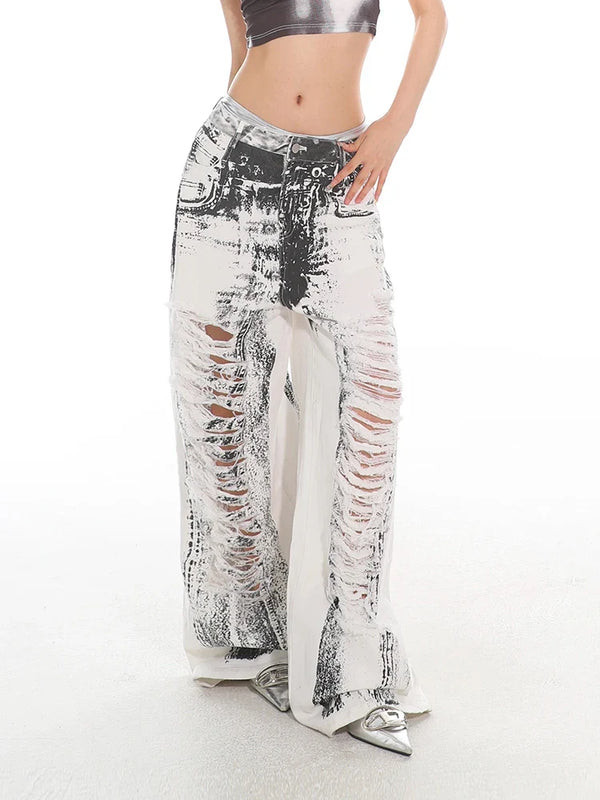 White Torn Relaxed Denim