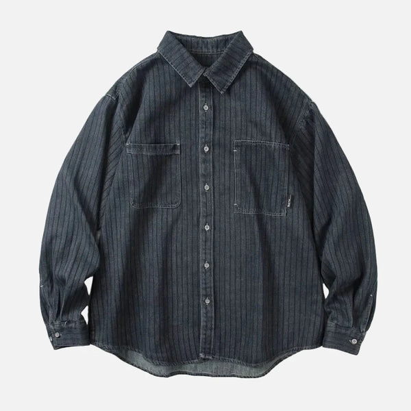 Shadow Stripe Boxy Long Sleeve Shirt