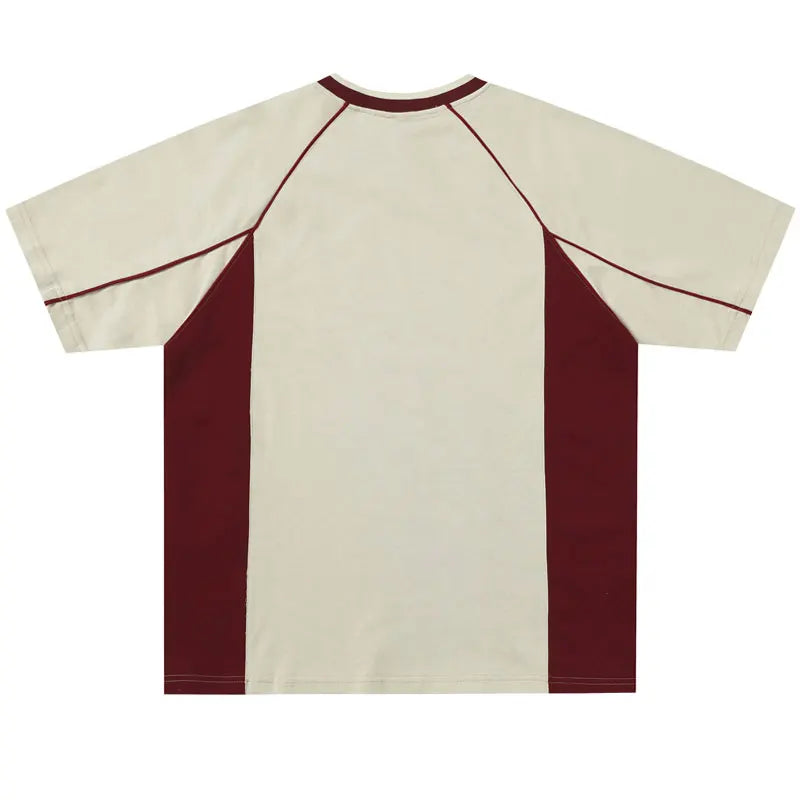 Y2K Patchwork Oversize Tişört, model üzerinde — Navra Wear