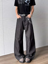 Y2K Baggy Mozaik Desenli Jean Pantolon, yakın çekim — Navra Wear
