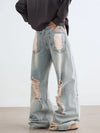 Dark Blue Heritage Torn Relaxed Denim