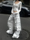 Women Edgy White Utility Denim