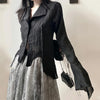 Dark Whisper Asymmetric Woven Top