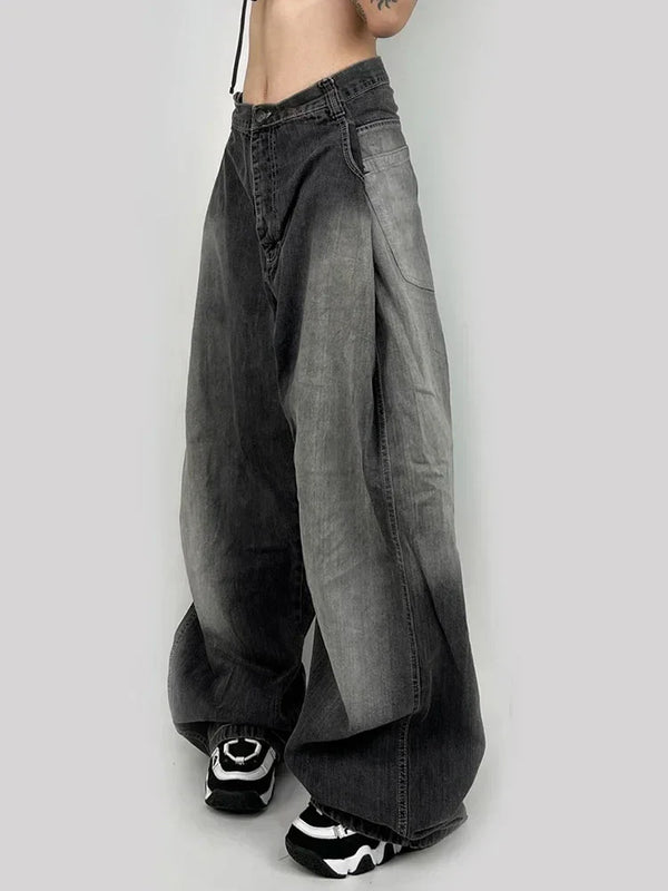 Black Wached High-Rise Bell Leg Denim alternatif görünüm