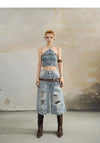 Vintage Yırtık Detaylı Wide Leg Jean Şort, stil görünüm — Navra Wear