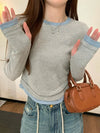 Vibrant Bar-Print Long Sleeve Round T-Shirt