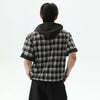 Hooded Button-Up Plaid Effortless T-Shirt