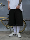 Stitchwork Pockets Oversized Denim Shorts